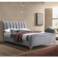 Clover Grey Velvet Fabric Bed Frame - 4ft6 Double