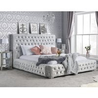 Grande Steel Crushed Velvet Fabric Bed Frame - 5ft King Size