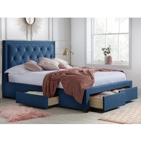 Woodbury Blue Velvet Fabric 4 Drawer Storage Bed Frame - 4ft6 Double