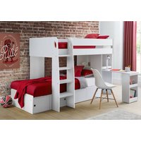 Eclipse White Wooden Storage Bunk Bed Frame - 3ft Single