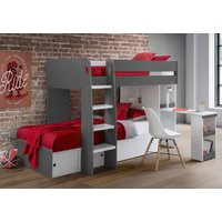 Eclipse Grey and White Wooden Storage Bunk Bed Frame - 3ft Single