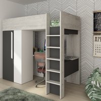 Mont Blanc Grey and White Wooden High Sleeper Frame - EU Single