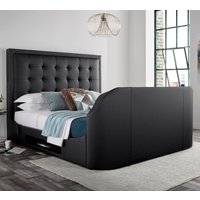 Titan 2 Black Leather TV Media Bed Frame - 6ft Super King Size