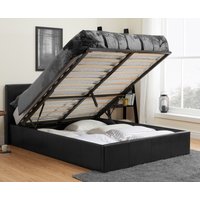Berlin Black Leather Ottoman Storage Bed Frame - 4ft6 Double
