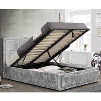 Hannover Steel Velvet Fabric Ottoman Storage Bed Frame - 4ft6 Double