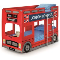 London Bus Red Wooden Kids Theme Bunk Bed Frame - 3ft Single