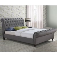 Castello Grey Fabric Scroll Sleigh Bed Frame - 5ft King Size