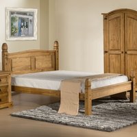 Solid Pine Wooden Bed Frame 3ft Single Corona Low Foot End Waxed