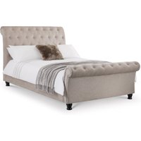 Ravello Mink Coloured Chenille Fabric Scroll Sleigh Bed Frame - 4ft6 Double