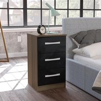 Lynx 3 Drawer Bedside Table Walnut and Black