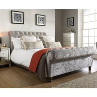 Castello Steel Fabric Scroll Sleigh Bed Frame - 6ft Super King Size