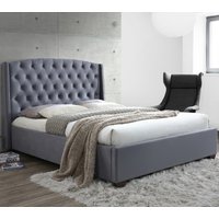 Balmoral Grey Velvet Fabric Winged Bed Frame - 6ft Super King Size