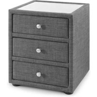 Sorrento Grey Fabric 3 Drawer Bedside Table