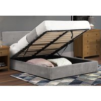 Shoreditch Grey Velvet Ottoman Storage Bed Frame - 5ft King Size