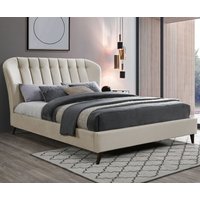 Elm Warm Stone Velvet Fabric Bed Frame - 4ft Small Double