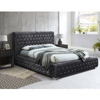 Grande Black Crushed Velvet Fabric Bed Frame - 5ft King Size
