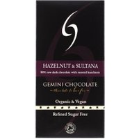 Gemini Chocolate 80% Dark Chocolate Bar with Hazelnuts and Sultanas 90g