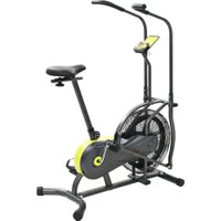 Exercise Air Bike in Grey and Yellow. Time, Speed, Distance, Calories and Pulse Measurements