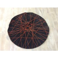 Brown and Orange Web Round Rug (TW)