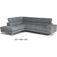 Milano Leather Chaise Sofa with Adjustable Headrests on Corner - Left (3 units) [072+489+019]