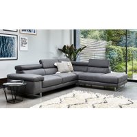 Milano Leather Chaise Sofa with Adjustable Headrests on Corner - Right (3 units) [018+489+073]