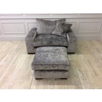 Wychwood Loveseat and Wychwood Medium Footstool in Crushed Velvet