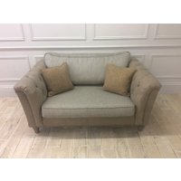 DORSET leather and fabric LOVE SEAT in Cotswold Whetham plus FOOTSTOOL