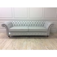 Cromwell 4 Seater Chesterfield Sofa in Shelly Silver Grey Leather