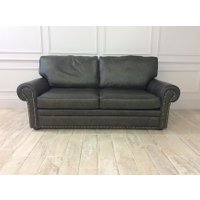Canterbury 3 Seater Sofa in Apache Family Friendly Distressed Leather Sage With Studding