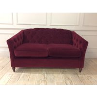 Payton 2 Seater Sofa Bed in Easy Clean Plush Velvet - Merlot