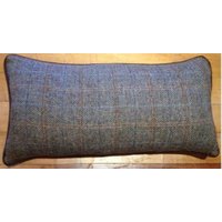 Harris Tweed Cushion with Hide Piping & Buttons (3 Sizes)