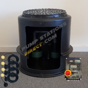 610mm x 635mm Twin Rainwater Pump Station 190L Manual Pumps - Including Control Panel with Alarm & Floats